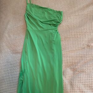 green wedding guest dress